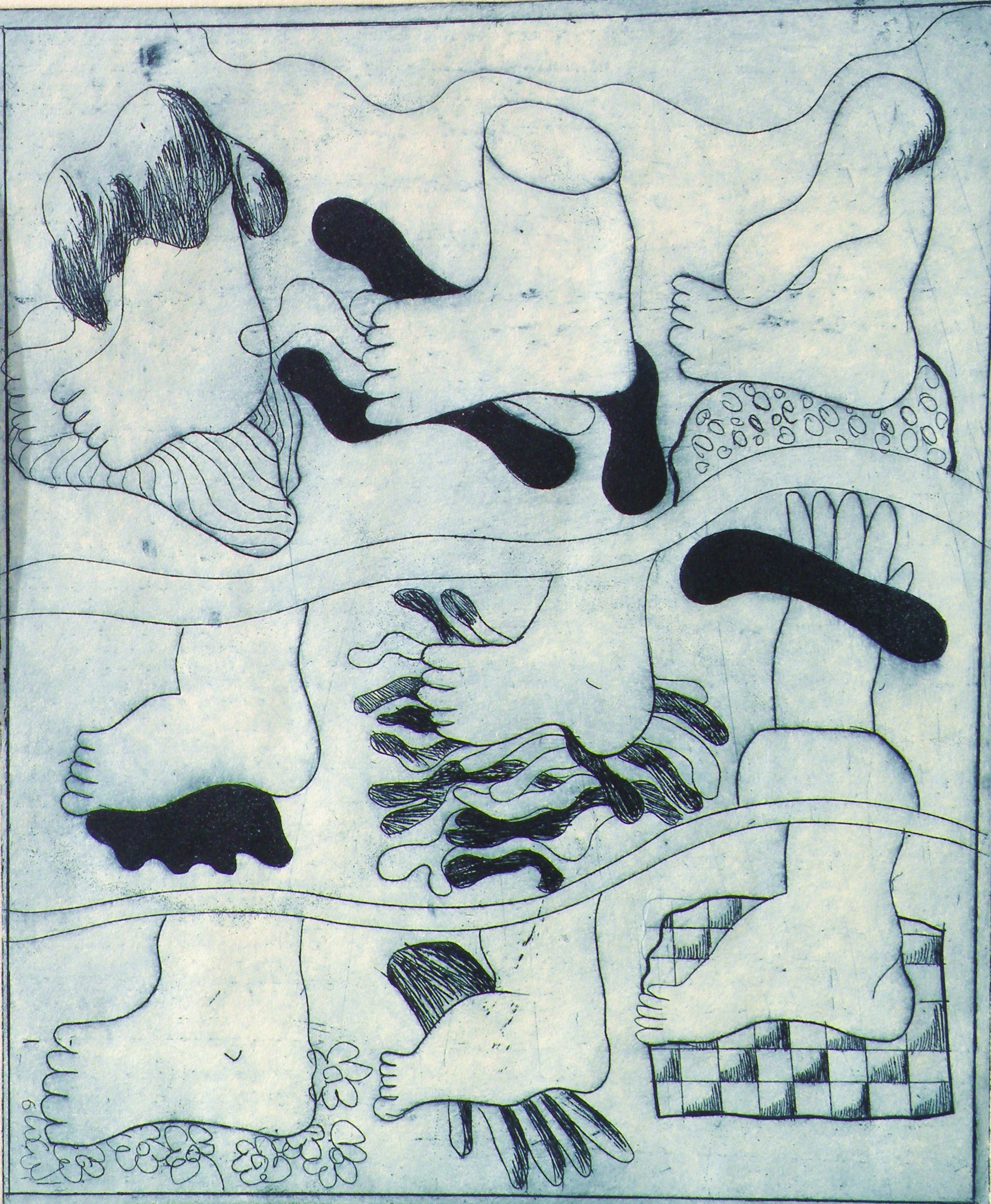 Herrschaft der Füße, 1969, Radierung 30x27cm