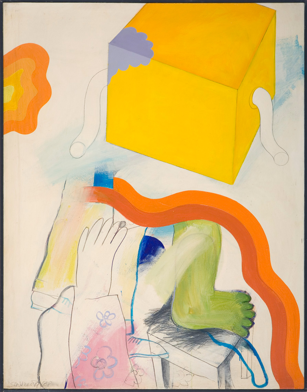 1968 ohneTitel Kunstharz Bleistift auf Leinwand 130x100cm