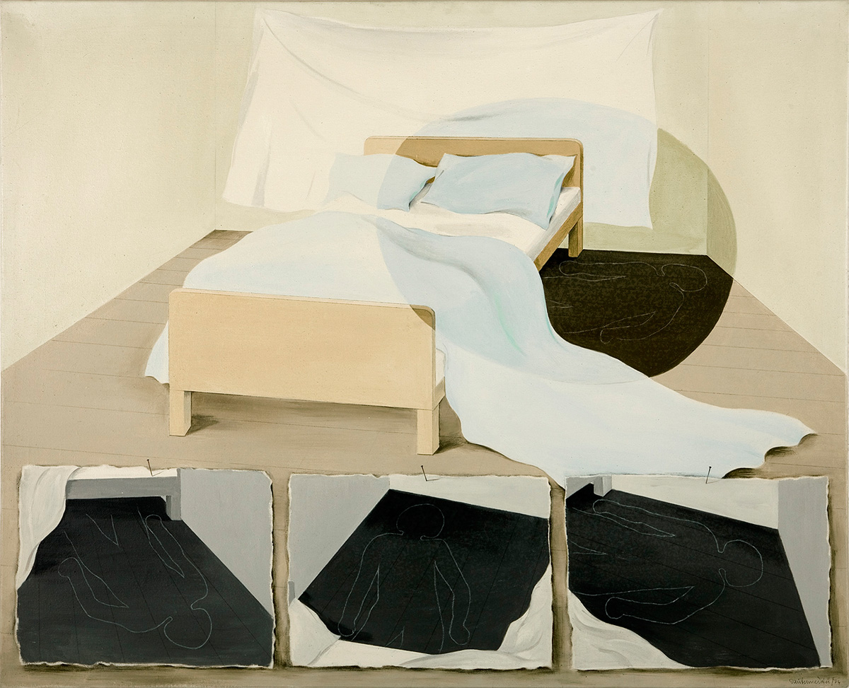 1974 Raum XII Motiv der Tat ist unbekannt Acryl auf Leinwand 105x130cm