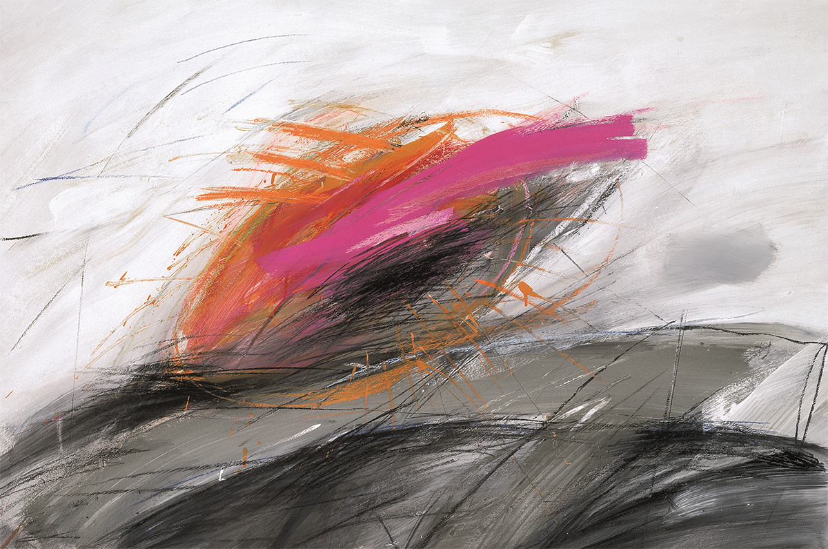 F&uuml;r Sisyphos, 1989, Acryl Kreiden auf Papier, 70x100cm