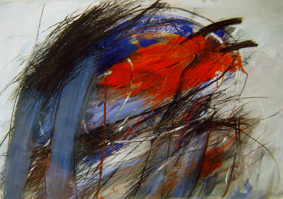 Gegen II, 1992, Acry Kreiden auf Karton, 72x105cm