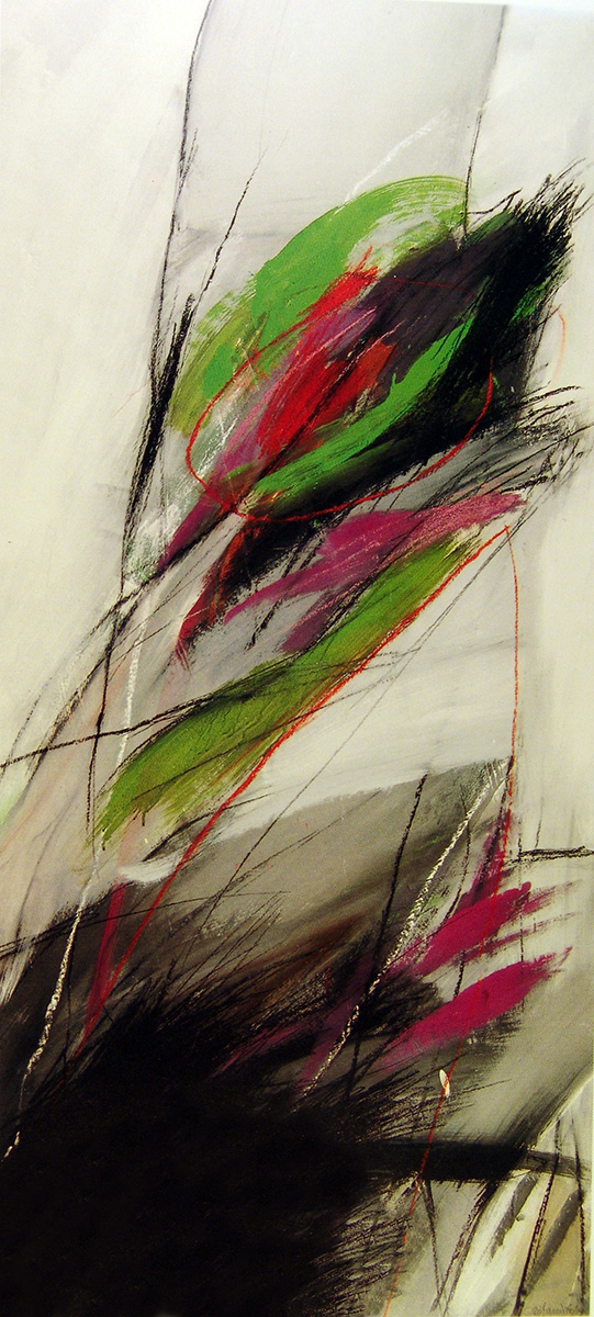 Fetisch, 1989, Acryl Kreiden auf Karton, 165x75cm
