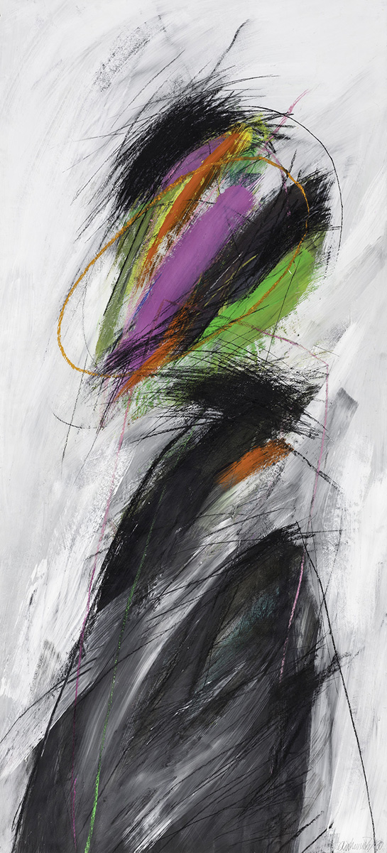 ohne Titel, 1990, Acryl Kreiden auf Karton, 165x75cm