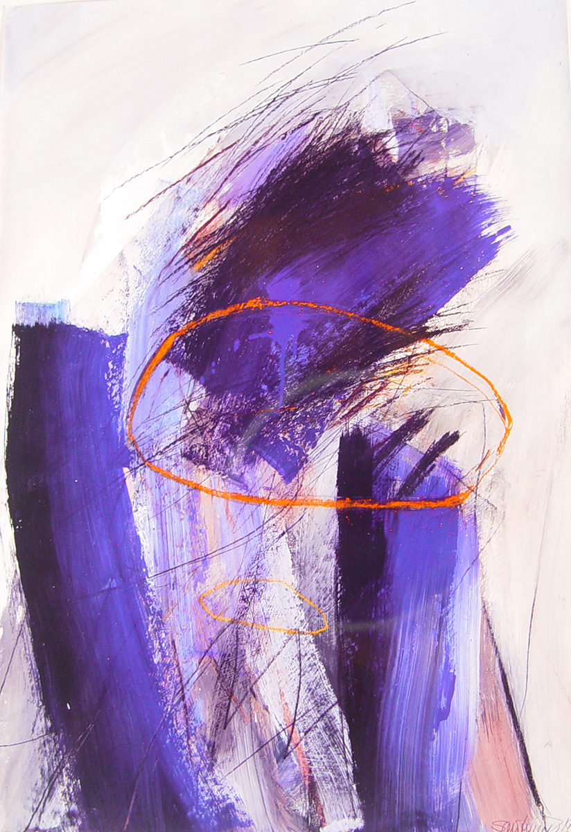 Balance blue, 1993, Acry Kreiden auf Karton, 104x71cm