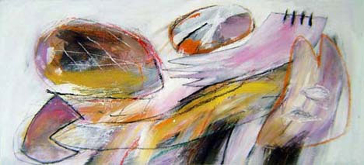 Ereignis IV,1998, Acryl Kreide auf Karton, 75x165cm