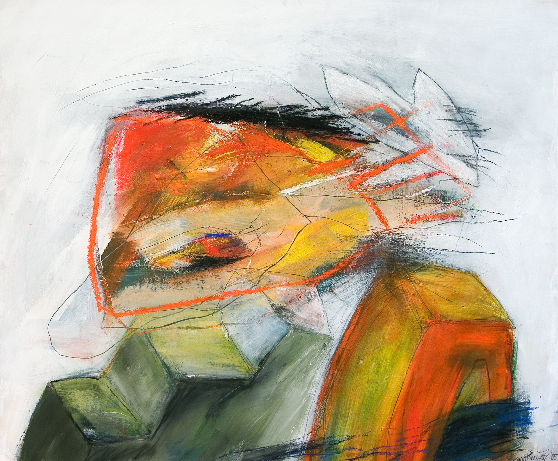 Buzop III, 2005, Acryl Kreide auf Karton, 125x150cm