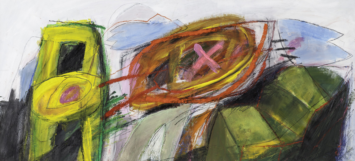 2009 Ereignis Juli Acryl Kreide auf Leinwand 75x165cm