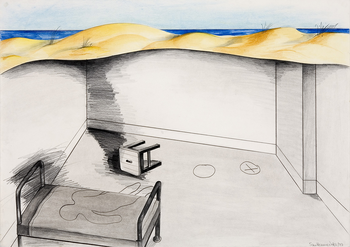 1973 Am Meer III Zeichnung 43x61cm