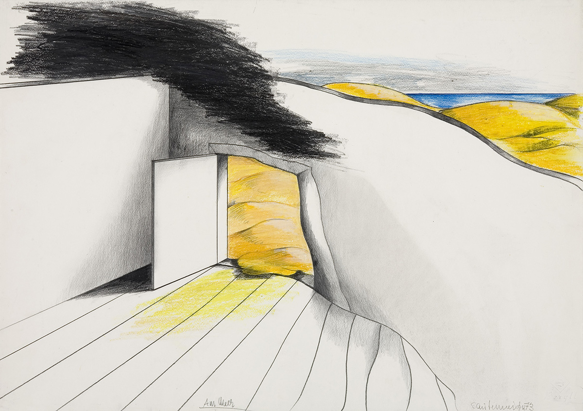 1973 Am Meer Zeichnung 43x61cm