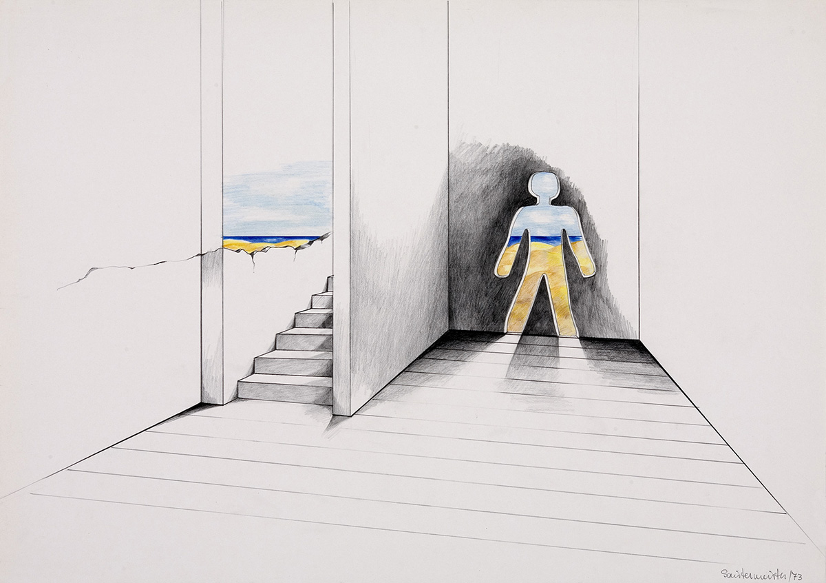 1973 Fluchtweg I XII Zeichnung 43x61cm