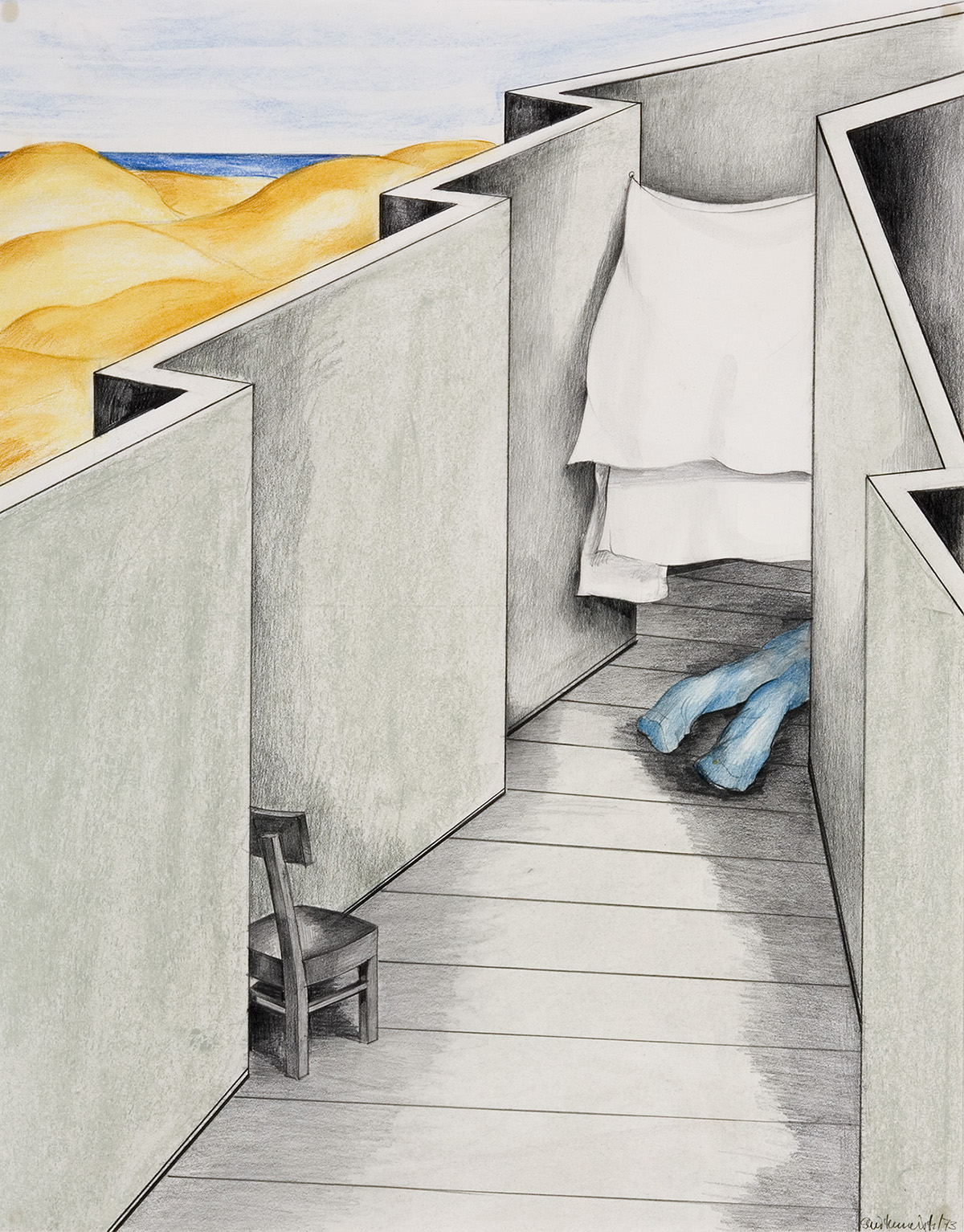 1973 Flur Hose XII Zeichnung 51x40cm