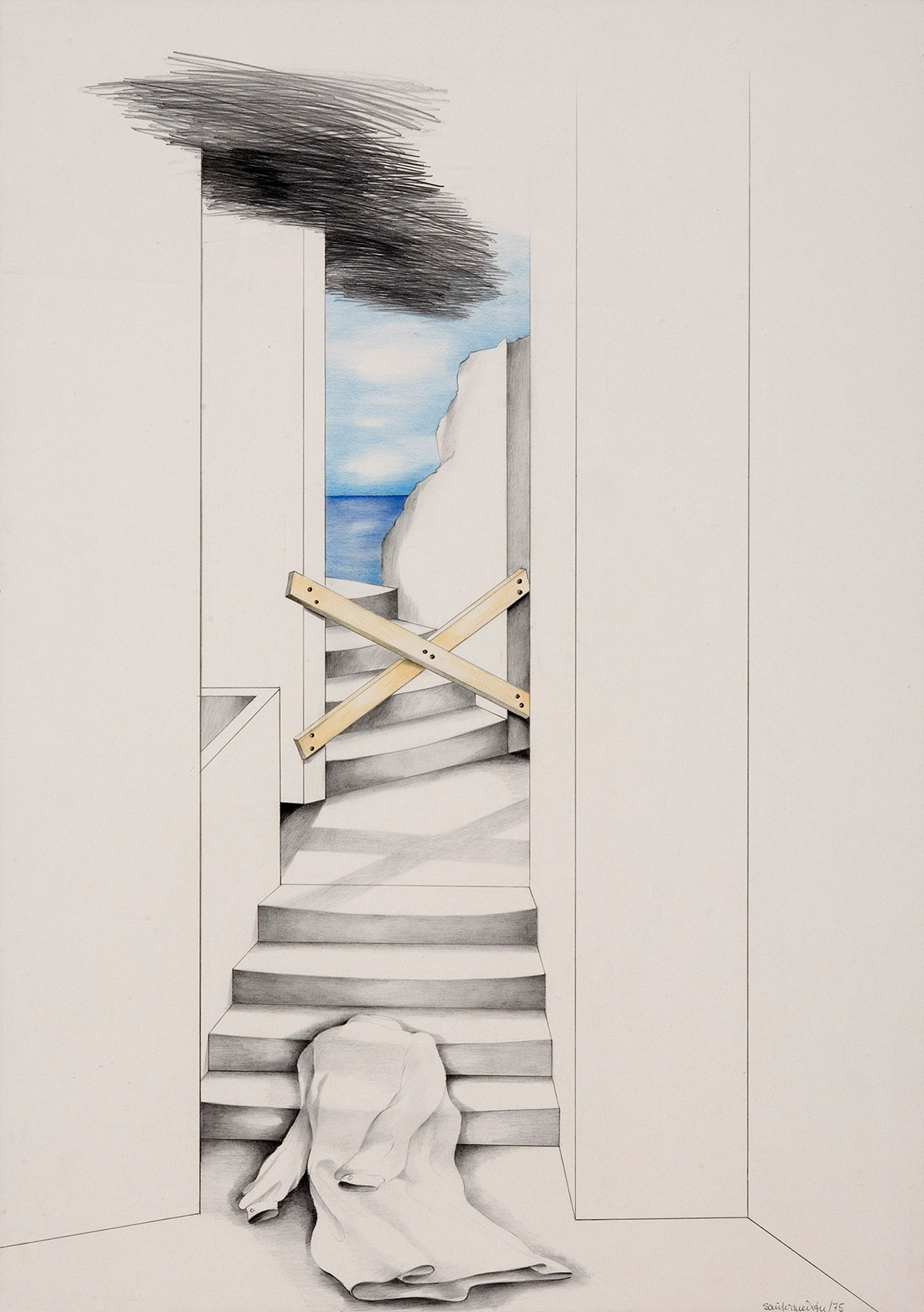 1975 Die Treppe I Zeichnung 43x61cm