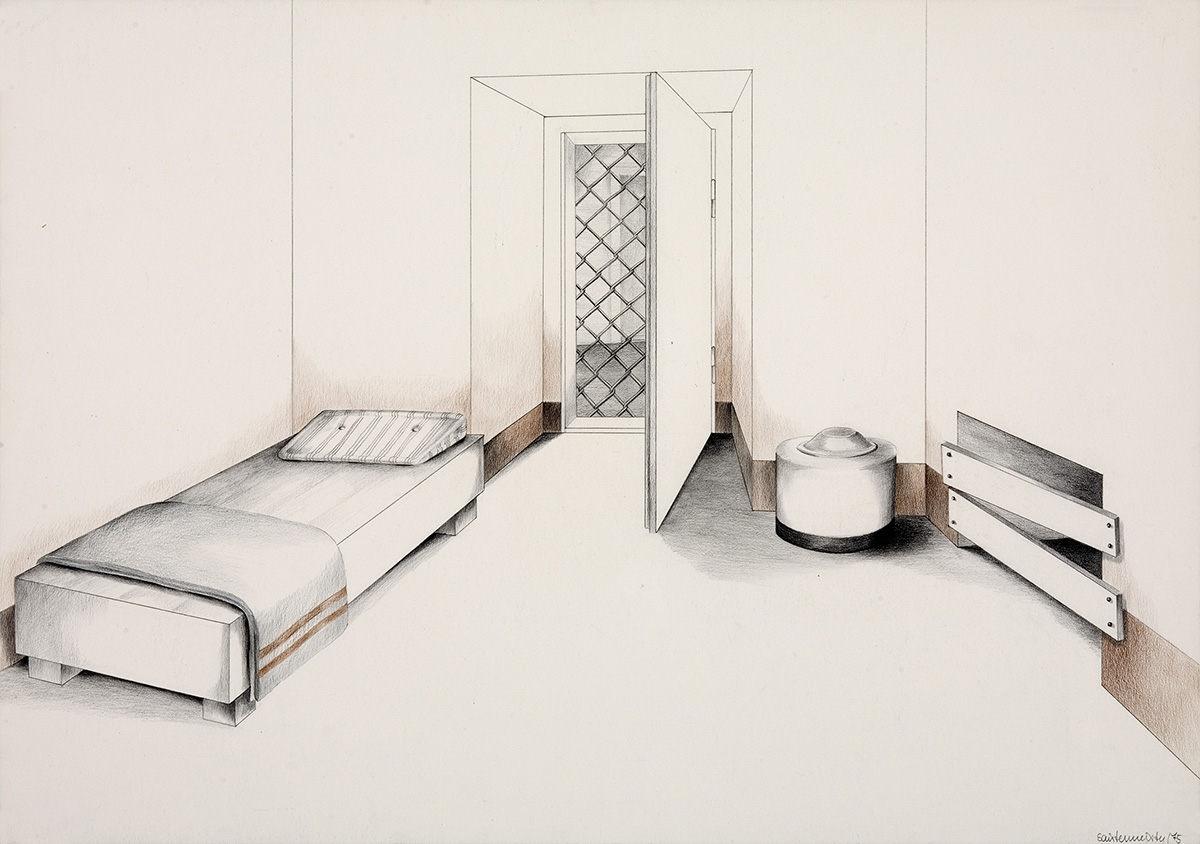 1975 Einzelzelle Zeichnung 43x61cm