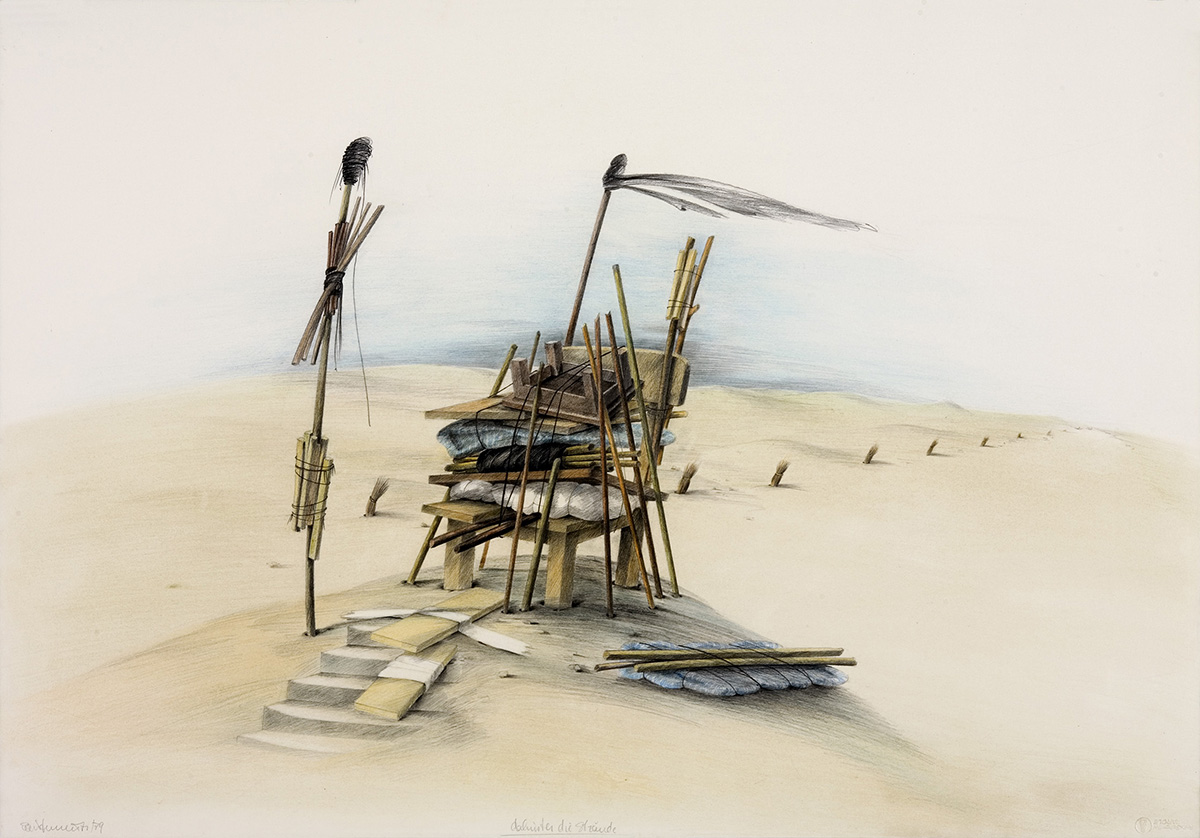 1979 Dahinter die Straende Zeichnung 51x73cm