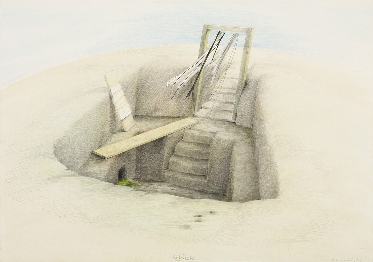 1980 Erdraeume Zeichnung 51x72cm