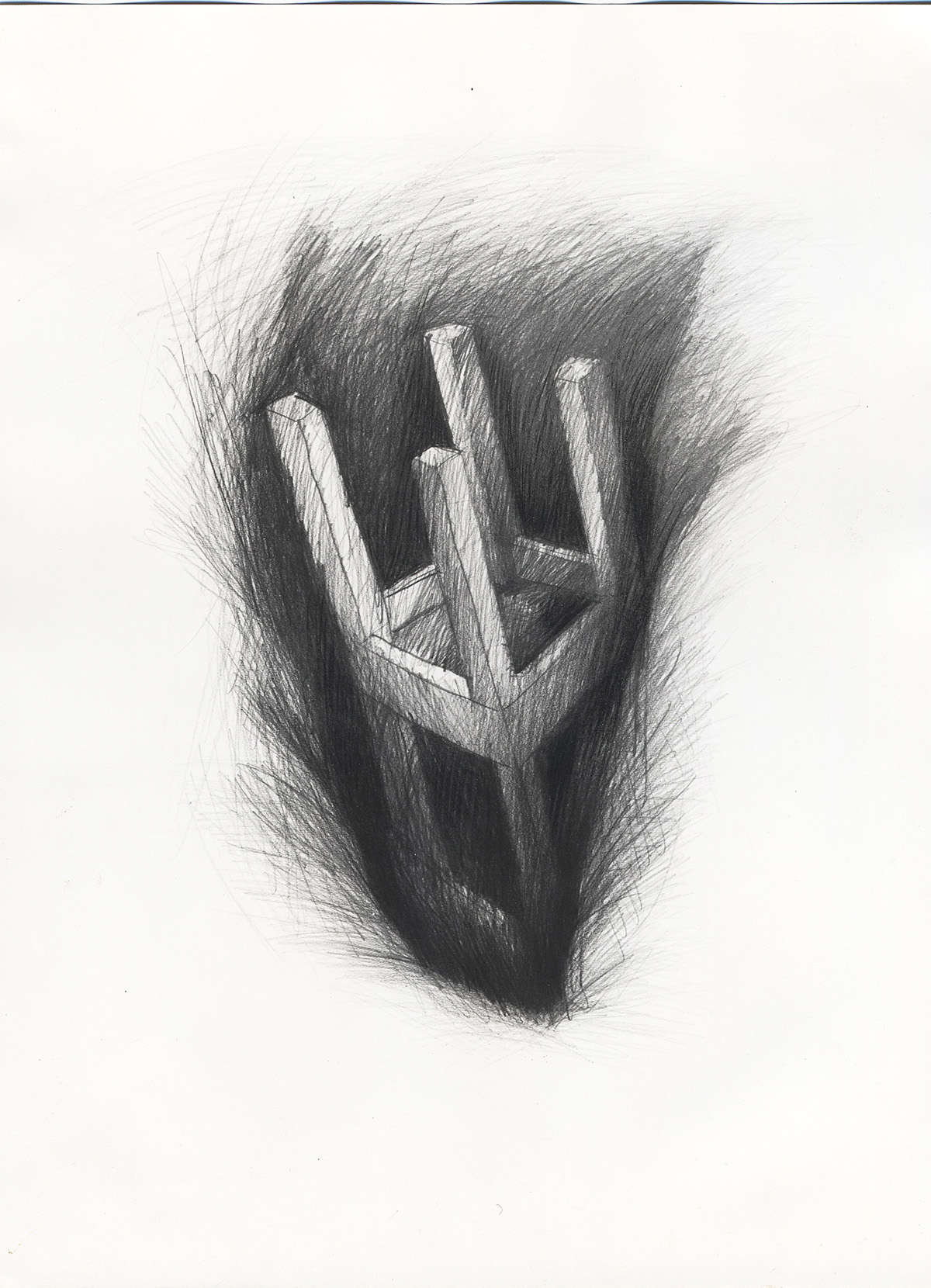 1982 Absturz Zeichnung 110x75cm